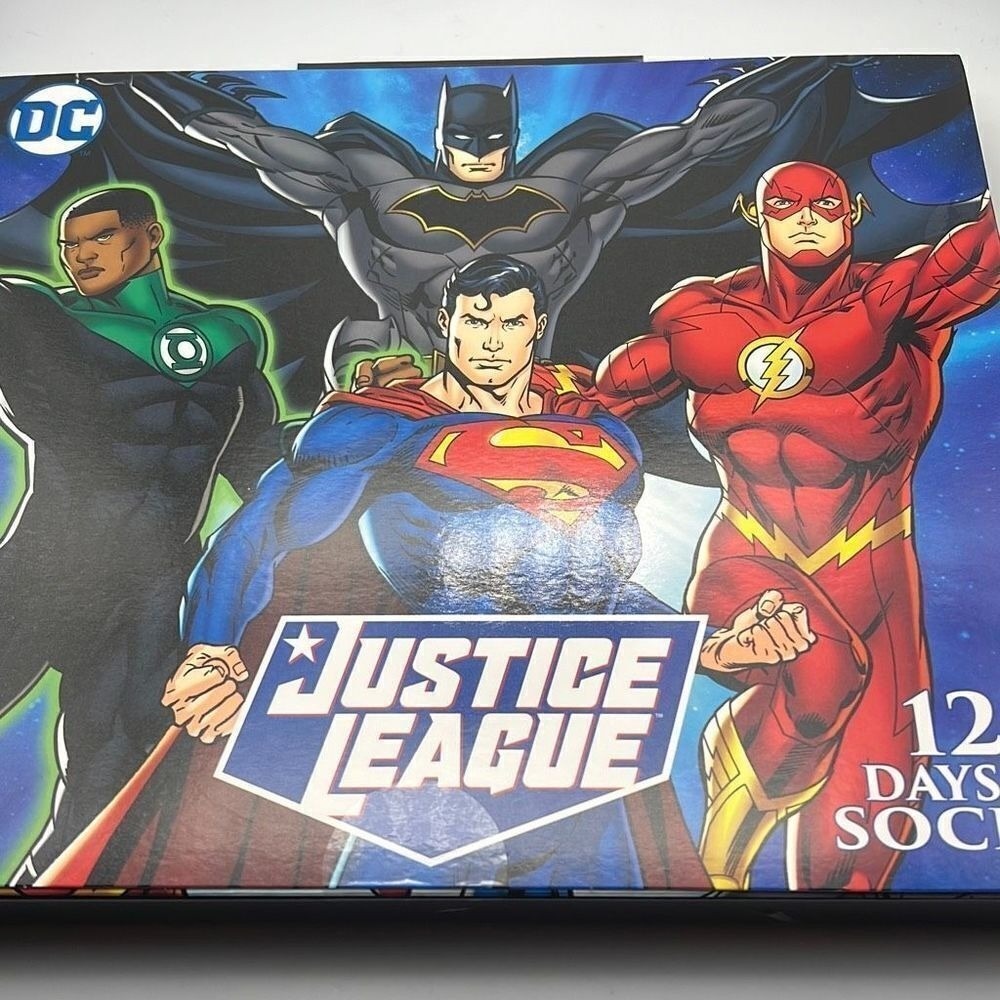 Marvel DC Comics Justice League 12 Days of Socks Crew Novelty Socks‎ NWB Men
